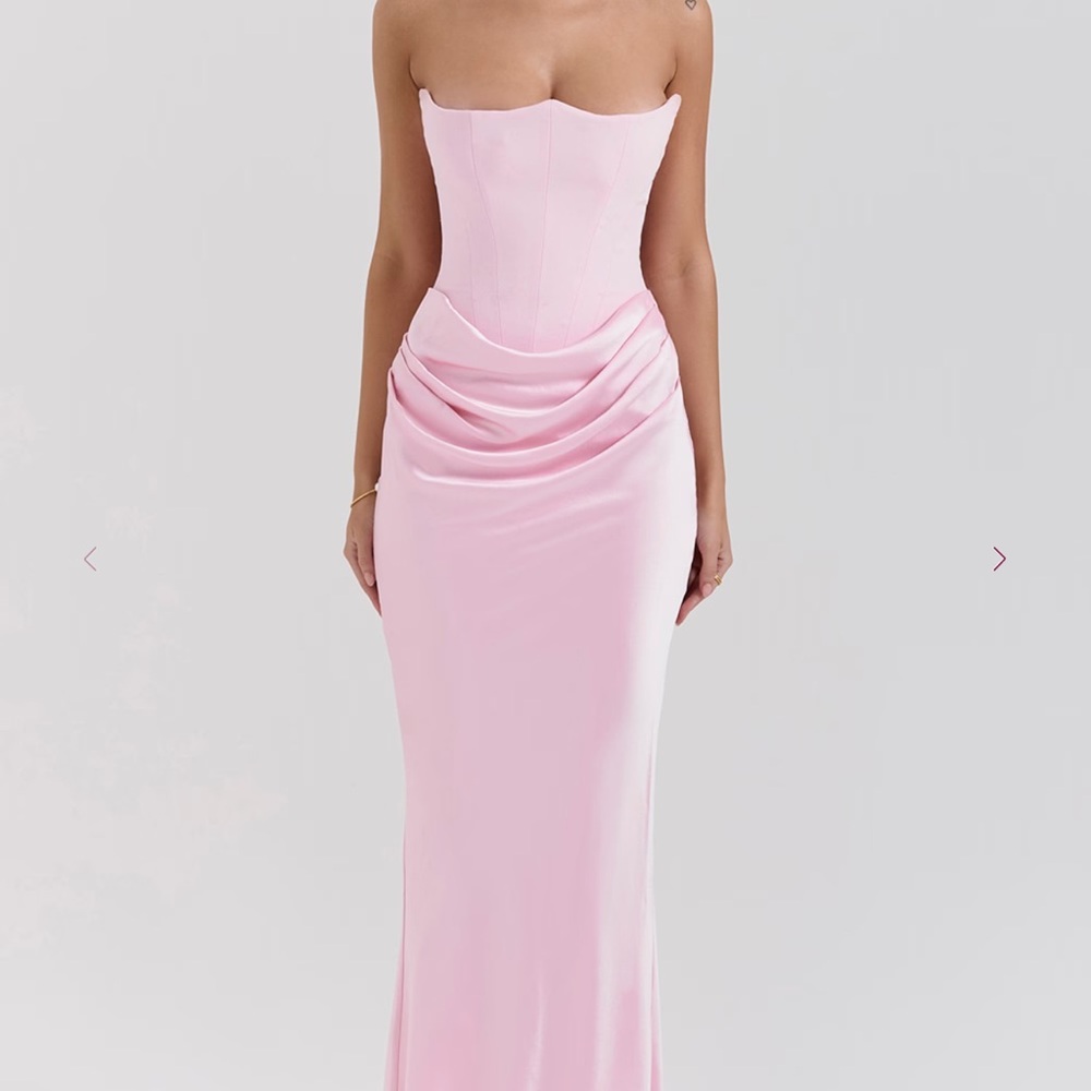 House of CB Persephone Pink Strapless Corset Maxi Dress